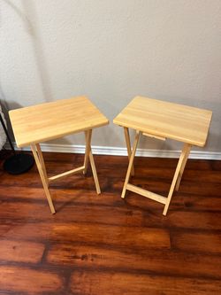 Set of 2 Wooden Folding TV Tray Tables