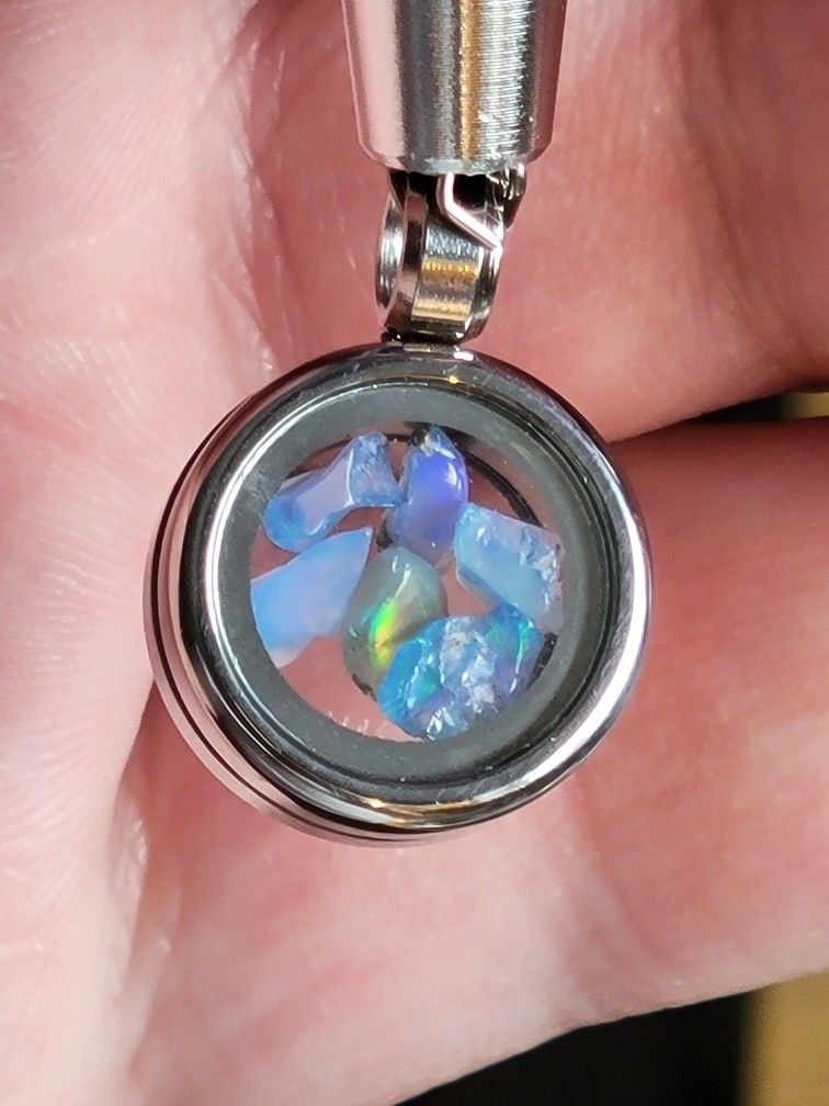 15mm Blue Fire Opal Pendant