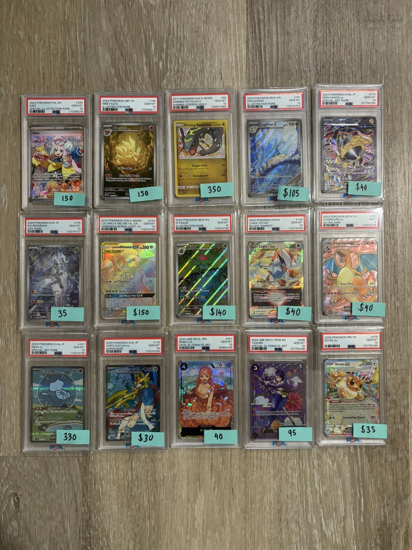 PSA 10 POKEMON & ONE PIECE LOT