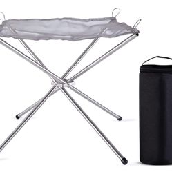 Portable Fire Pit, Outdoor Fire Pit with Carrying Bag, Foldable Mesh Outdoor Wood Burning Steel BBQ Grill Firepit and Stainless Steel Picnic Fire Pits