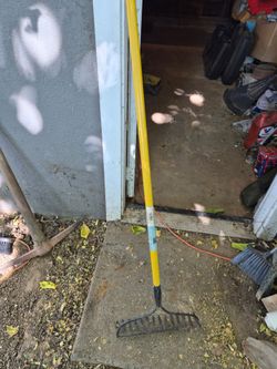 Landscaping tools. Rakes and shovels