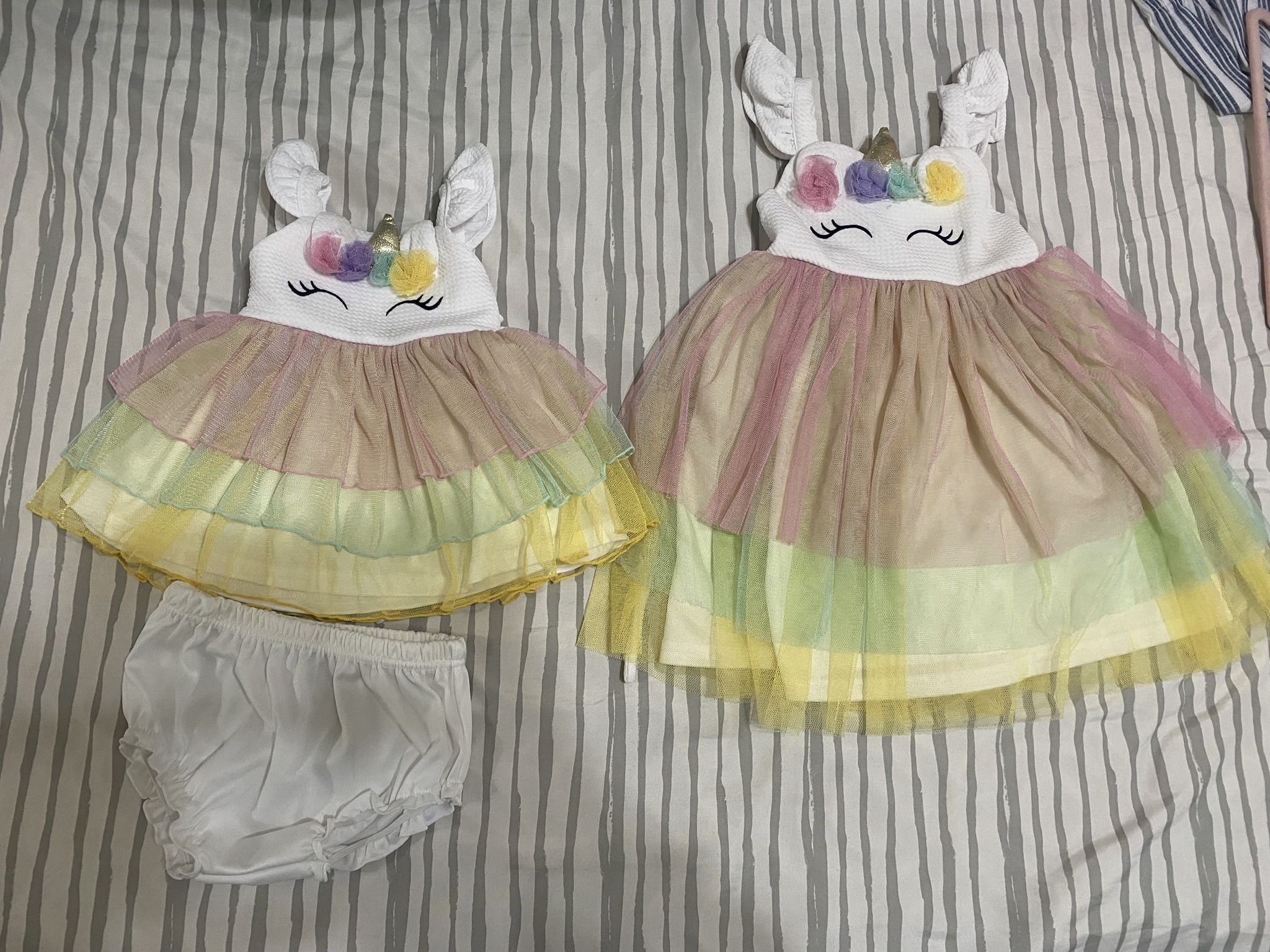 Girls Unicorn Dresses Sister Set