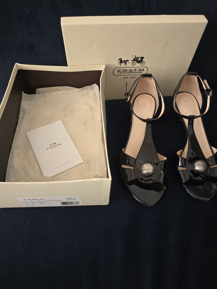 COACH Heels Women's Size 9 - Black Shiny - WORN ONCE