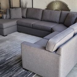 Grey U Shape Sectional Sofa 4 Pc Modular Set 