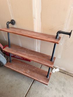 Industrial Pipe and Wood 3-Tier Shelf