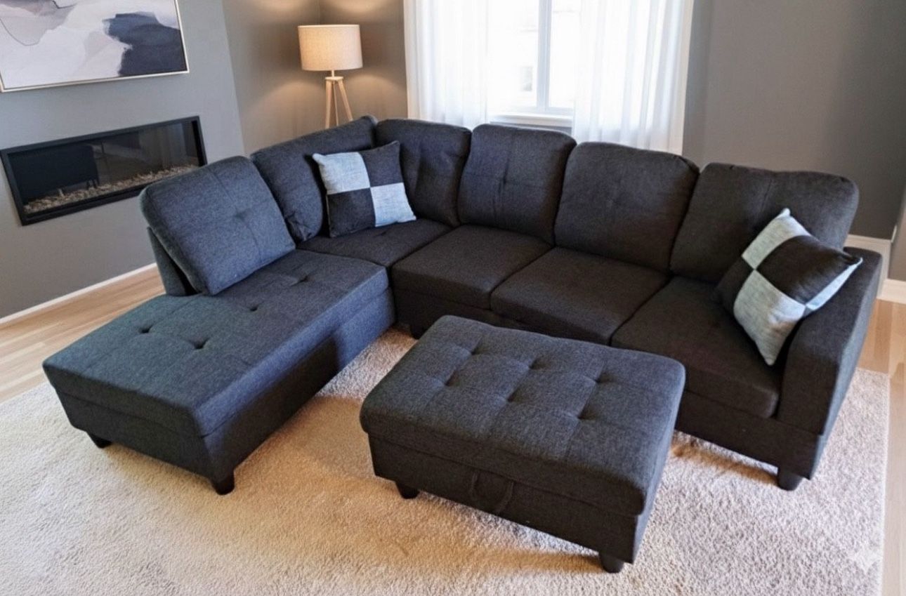 New Sectional Couch With Storage Ottoman 