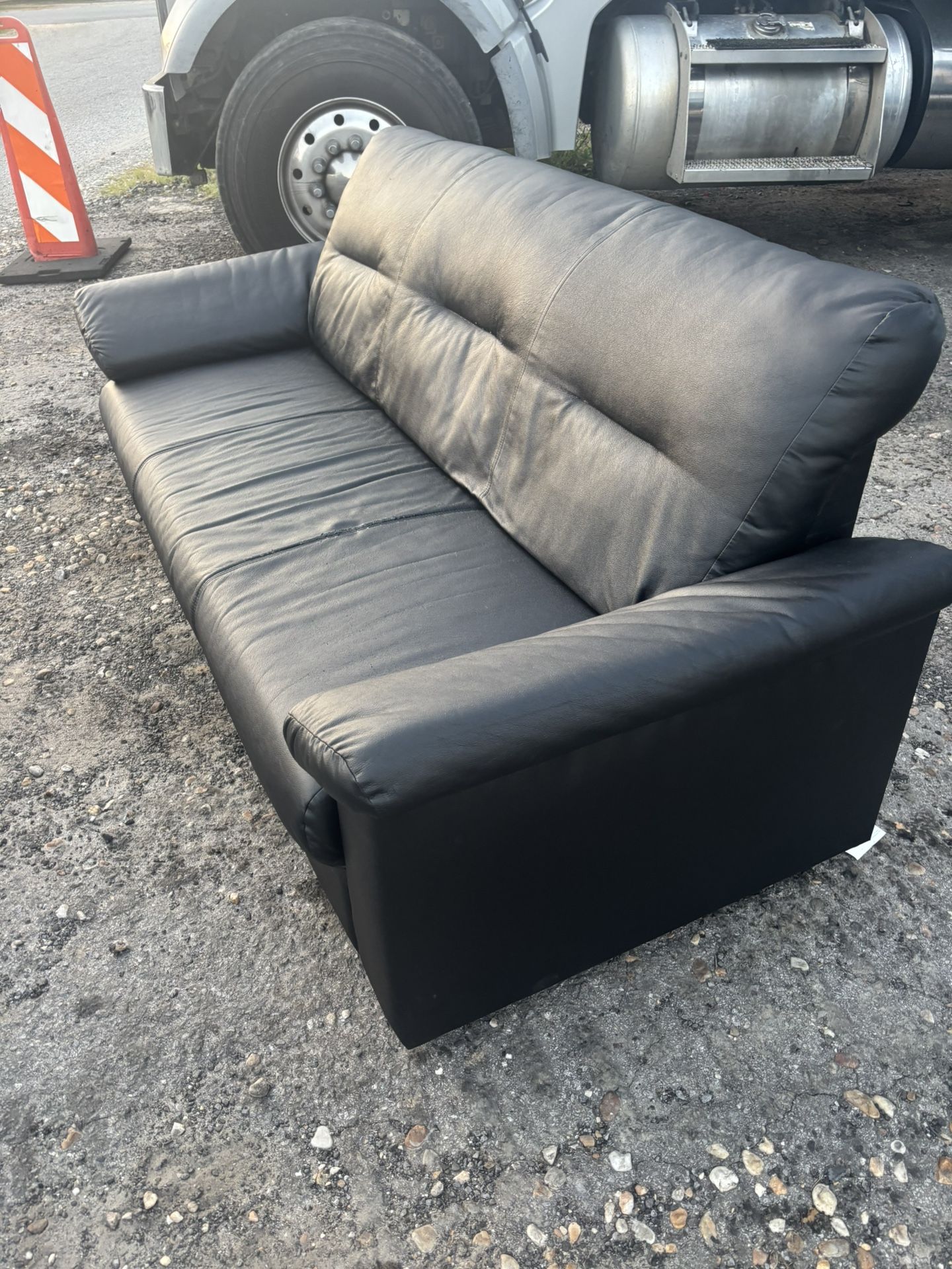 Black Faux Leather Couch