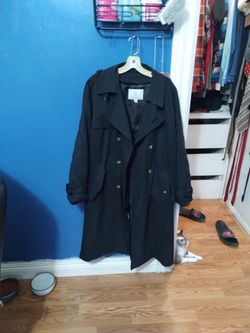 London Fog Black Double-Breasted Trench Coat