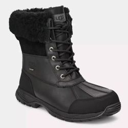 UGG BUTTE Black Waterproof Leather Winter Snow Boots  New without box Mens Sz US 8 S/N 5521 