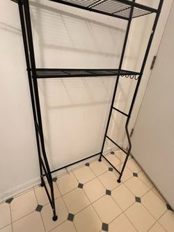 3 Tier Over Toilet Bathroom Storage Organizer W/ 2 Toilet Paper Holders   Black color