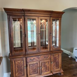 Wood China Cabinet with Glass Shelves  / sideboard  / hutch