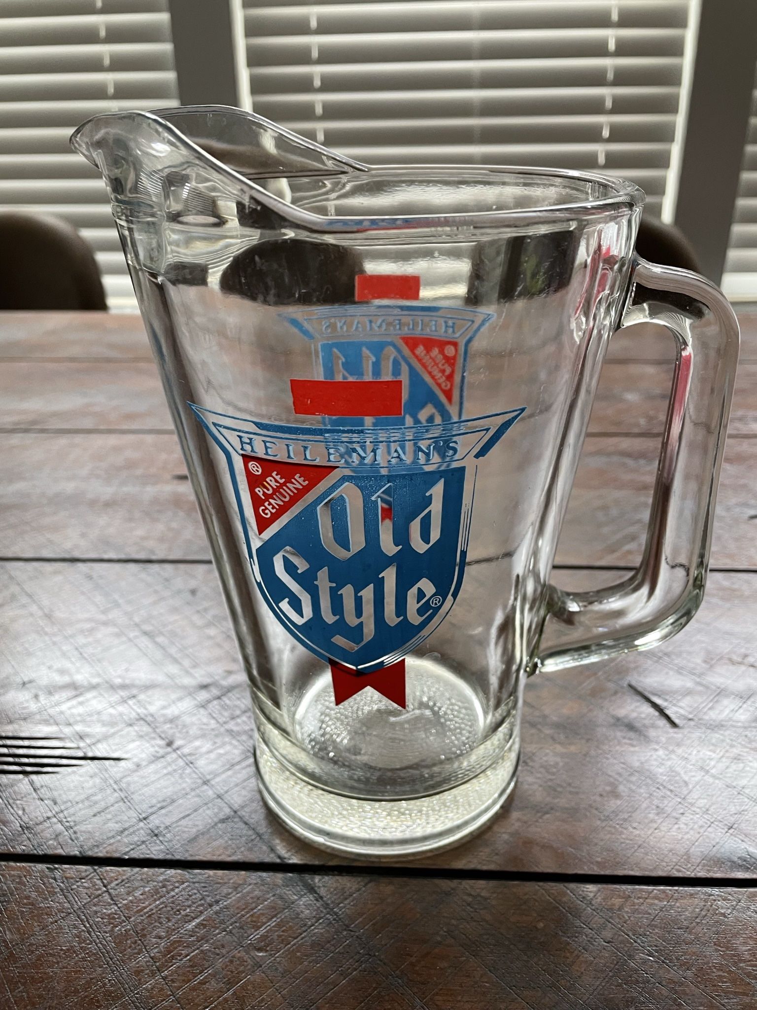 Beer Pitcher Large Glass Helleman’s Old Style