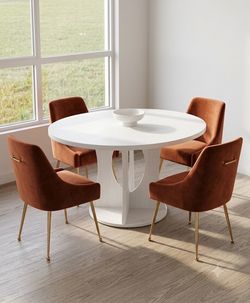 Brand new round table with 4 velvet chairs