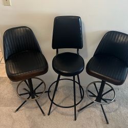 3 Mid-Century Custom Made Bar Stools 