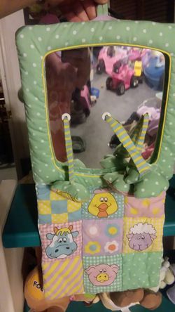 Baby crib mirror withhanging rattles