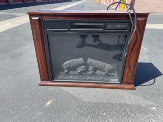 Electric Fireplace Heater with Wood Mantel Cabinet – Freestanding