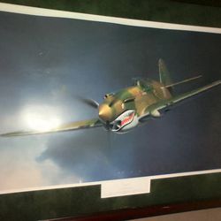 Flying tiger print, numbered, signed, framed, needs glass