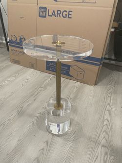 Acrylic and Gold Side Accent Table