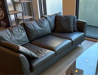 Modern Minimalist Charcoal Grey Sofa (High-End / Heavy Solid Build