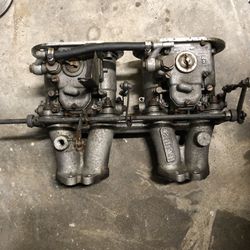 Vintage Italian made 40 DCOE dual carburetors off of Alfa Romeo