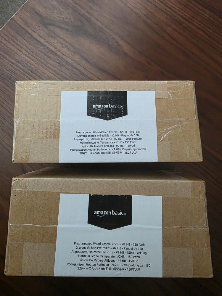 Amazon Basics Wood-Cased #2 Pencils, Pre-sharpened, HB Lead Bulk Box, 150 Count, Yellow