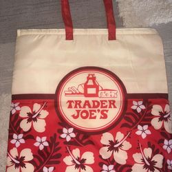 This is a Trader Joe's Hawaiian Hibiscus Flower insulated grocery storage bag. 