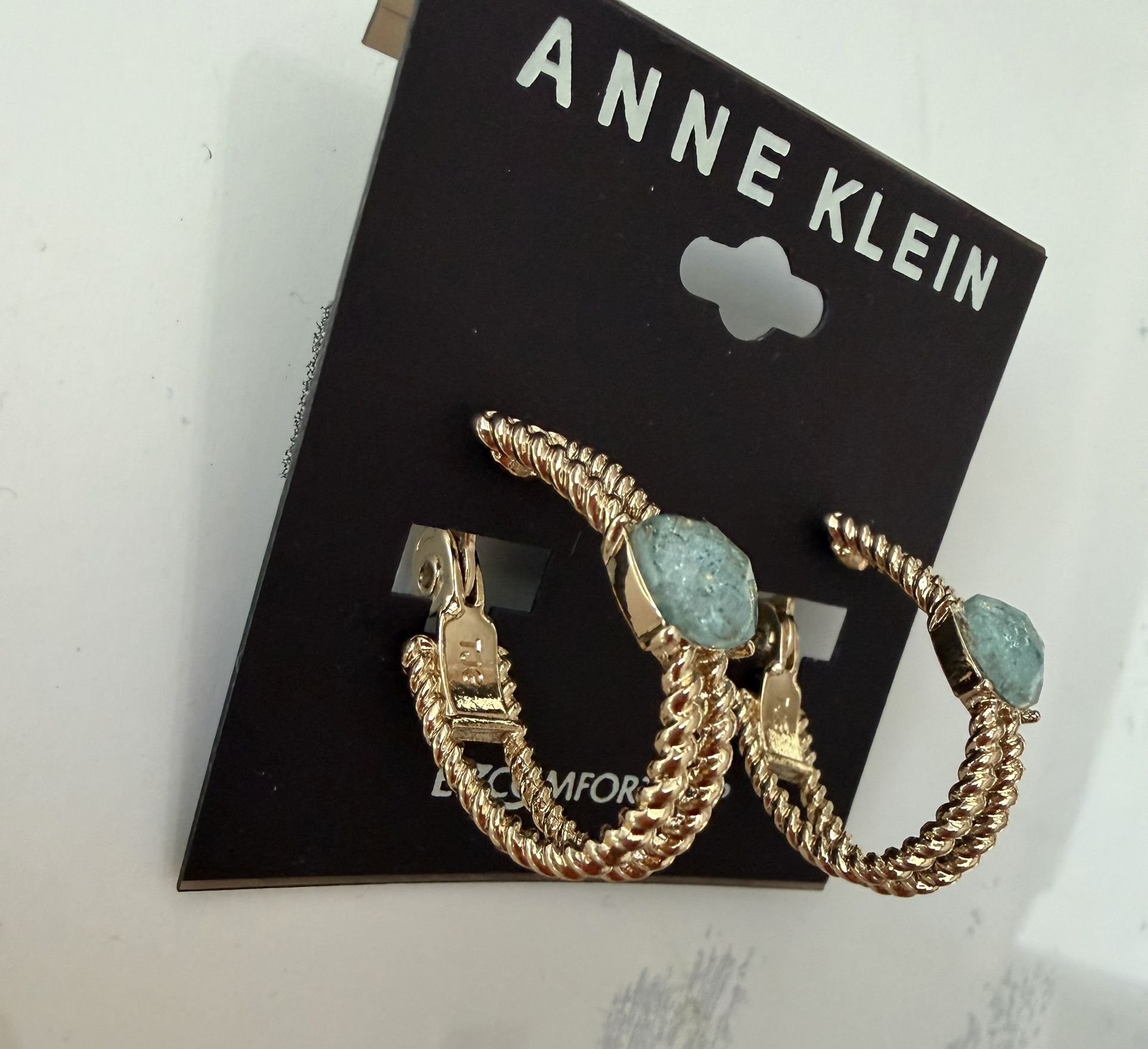 Women 925, gold over clip hoop earrings with turquoise gemstone 