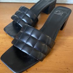 Quilted Heel Sandals Black Sz 8
