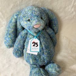 Jellycat Medium Bashful Luxe Bunny Azure Plush Toy NWT