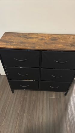 6-Drawer Fabric Dresser with Wood Top
