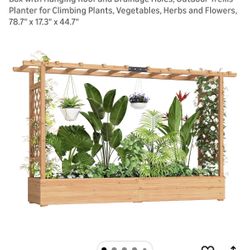 Raised Garden Bed With Trellis And Hanging Roof