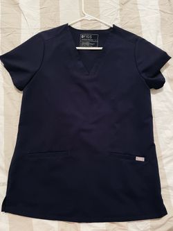 Women Small Navy Figs Casma Three Pocket Scrub Top