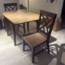 (Priced Low) Wood Dining Table Set with Chairs – Modern Two-Tone