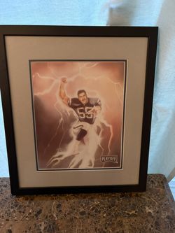 Vintage San Diego Chargers Junior Seau Lightning Print (Framed)