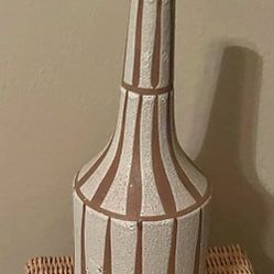 Mid Century Modern White Tan Bubble Texture Glaze EVC Unsigned