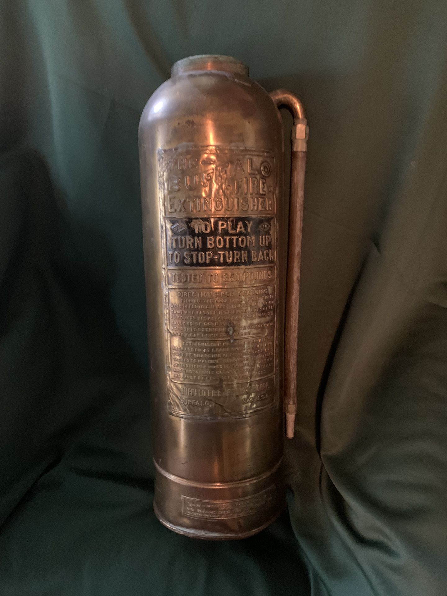 Vintage Brass Buffalo N. Y. Empty Fire Extinguisher!