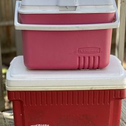2 Coolers, Thermos (34 Quart) and Rubbermaid w/ Handle