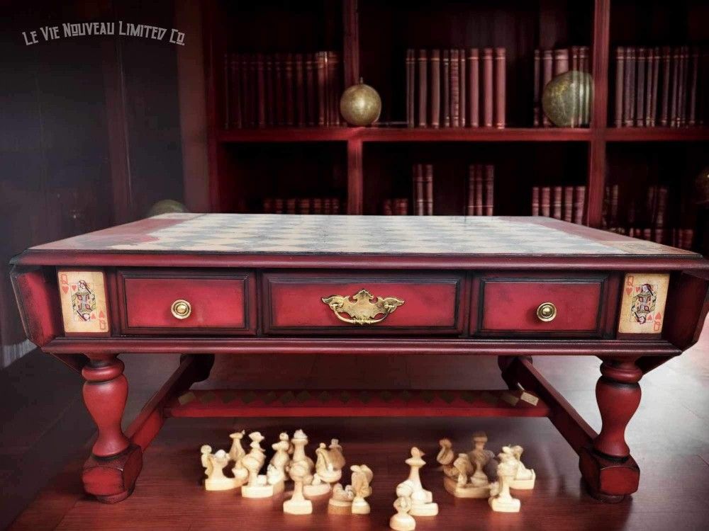 Queen of Hearts Dark Academia Vintage Upcycle Decor CoffeeTable Peters-Revington
