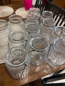Glass Hanging Lantern Jars Set of 10