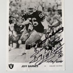 Signed Jeff Barnes Raiders photo 8x10