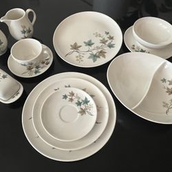Mid Century Vintage Salem Syracuse Woodbine China Set - MCM Vintage Leaves (52 pieces)