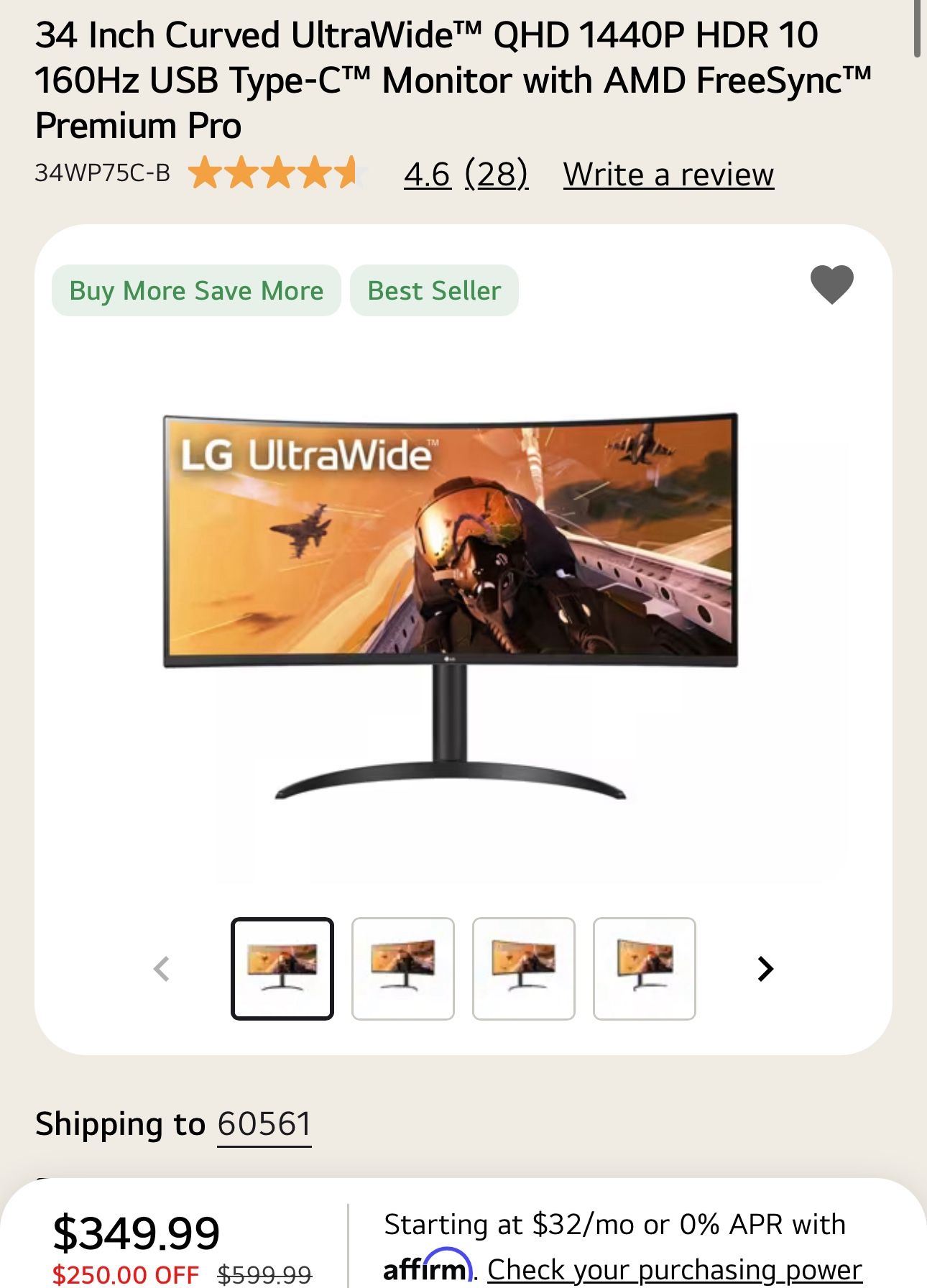 LG UltraWide Monitor 34 Inch