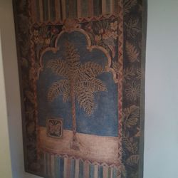 Large Brocade Palm Fine Art Tapestry – Jacquard Woven (Includes Rod)