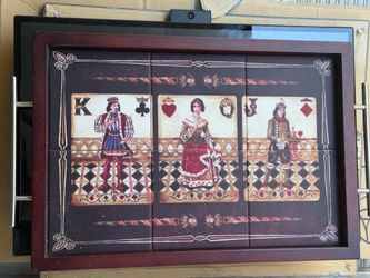 mosaic top with vintage-style Harlequin playing card artwork by Gregory Gorham