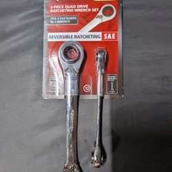 2-piece Quad Drive Ratcheting Wrench Set (Sae)