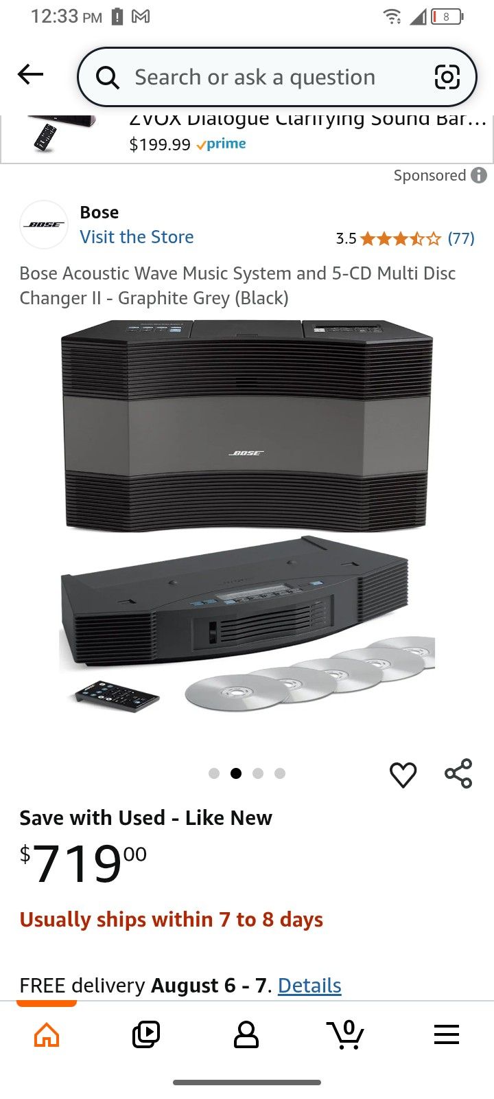 Bose Acoustic Wave Music System and 5-CD Multi Disc Changer II - Graphite Grey (Black