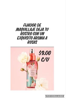fijador de maquillaje con delicioso olor a rosas