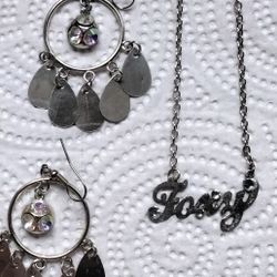 Retro Nameplate Necklace W/coordinating Chandelier Earrings