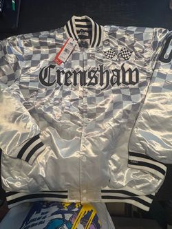 5XL Crenshaw Checkered Satin Varsity Jacket Nispey Huslle