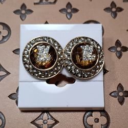 Crystal Embellished Gold Plated Stud Earrings